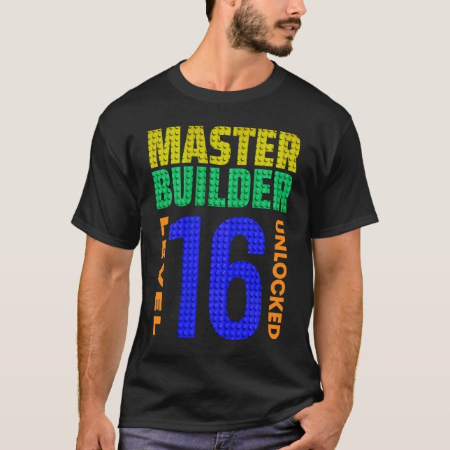 T-shirt Master Builder Niveau 16 Déverrouillé 16e Annivers (Devant)