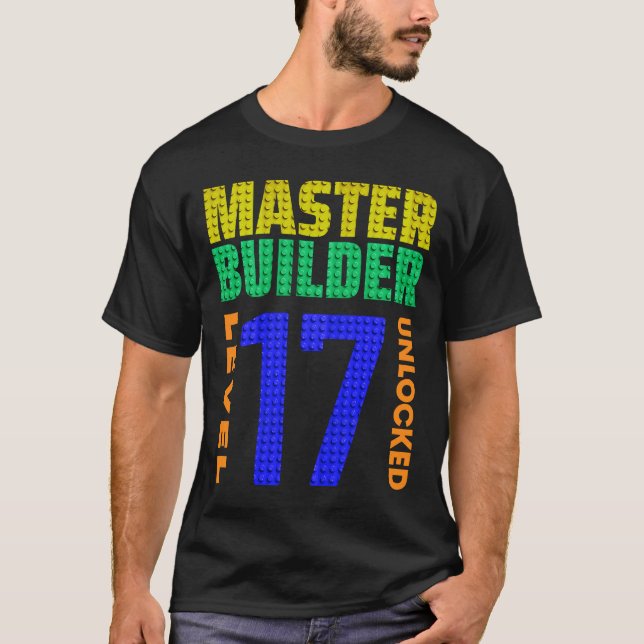 T-shirt Master Builder Niveau 17 Déverrouillé 17e Annivers (Devant)