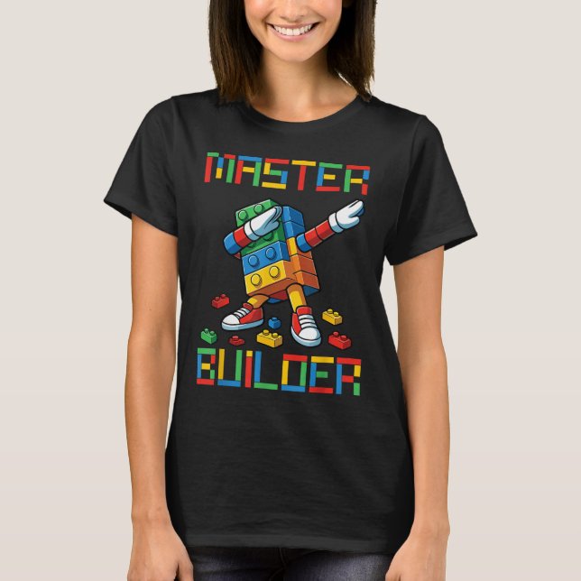 T-shirt Master Builder Tee Dabbing Blocks Bricks Building  (Devant)
