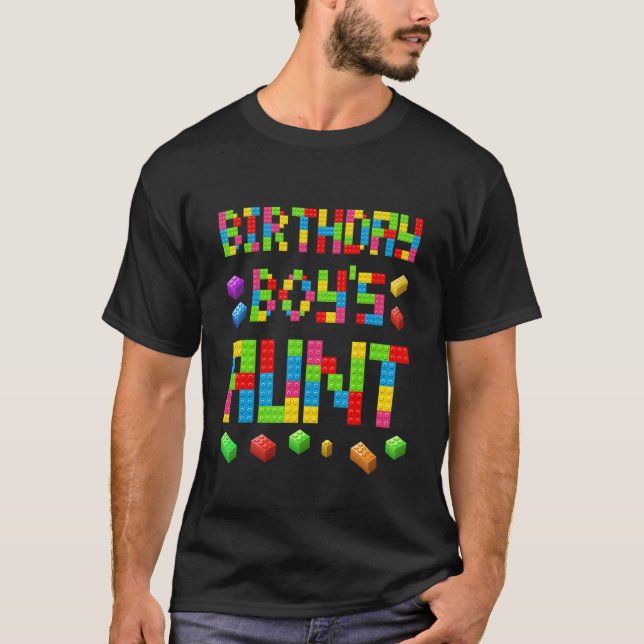 T-shirt Masters Builder Birthday Boy's Aunt Building Brick (Devant)