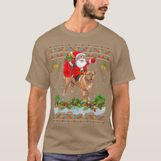 T-shirt Mastiff Amoureux des chiens Ugly Père Noël Riding 