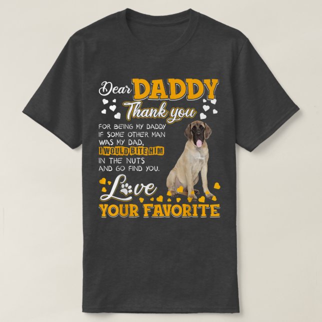 T-shirt Mastiff Anglais Cher Papa Merci D'Être Mon (Design devant)