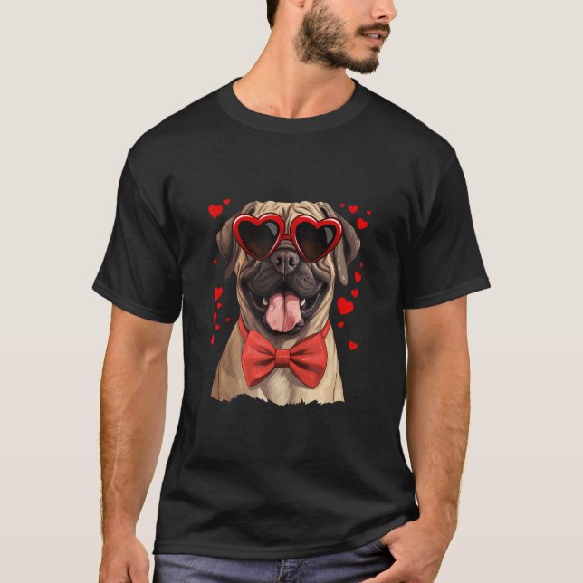 T-shirt Mastiff Coeurs Chien Anglais Lunettes de soleil Bo (Devant)