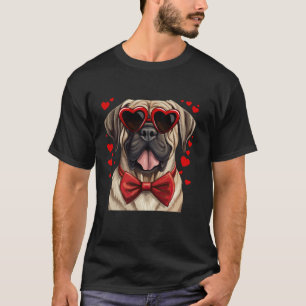 T-shirt Mastiff Coeurs Chien Anglais Lunettes de soleil Bo