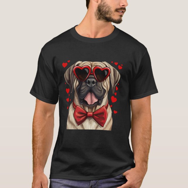 T-shirt Mastiff Coeurs Chien Anglais Lunettes de soleil Bo (Devant)