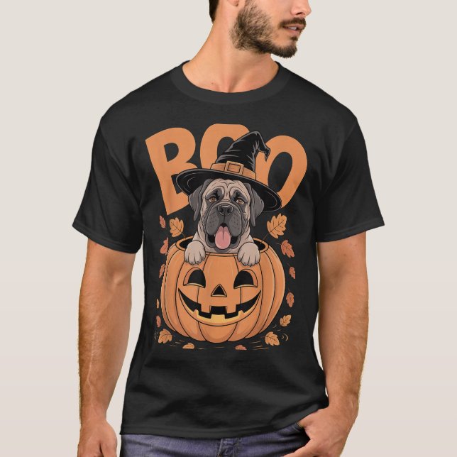 T-shirt Mastiff Costume On Pumpkin Halloween Mastiff  (Devant)