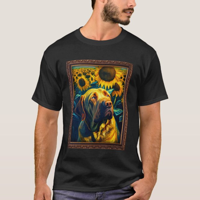 T-shirt Mastiff espagnol Peinture Tournesol Fleur Maman Fe (Devant)