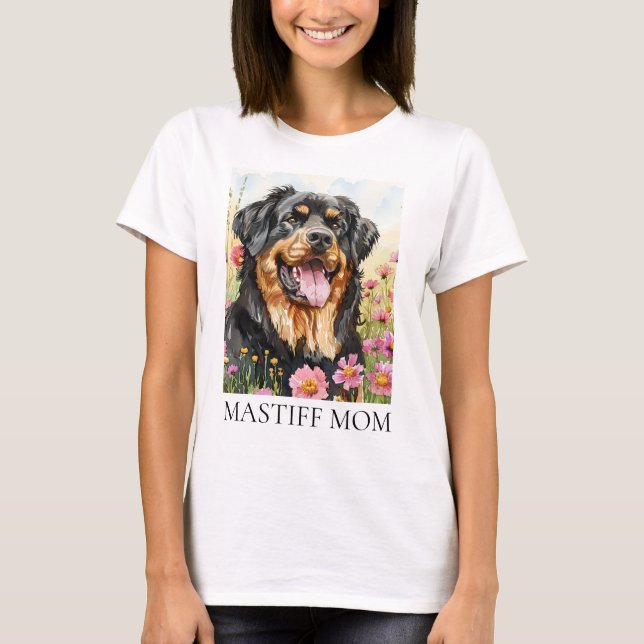 T-shirt Mastiff Maman Aquarelle Chien Chemise (Devant)