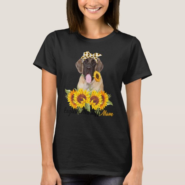 T-shirt Mastiff Maman Fleur de soleil Eté Chien Maman Mama (Devant)