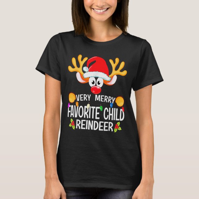 T-shirt Matching Christmas Very Merry Favorite Child Reind (Devant)