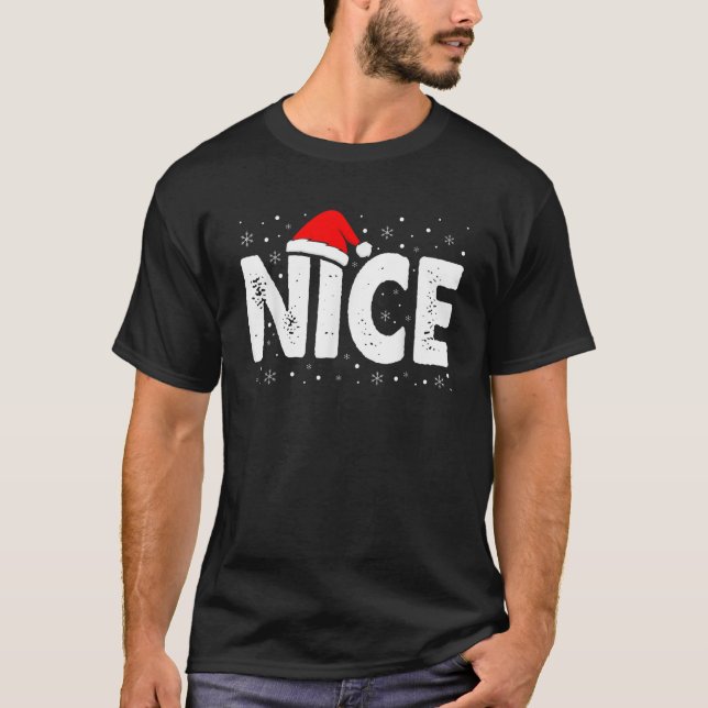 T-shirt Matching Co Naughty or Nice Christmas  Unisex Adul (Devant)