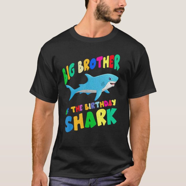 T-shirt Matching Famille Big Brother Du Requin Anniversair (Devant)