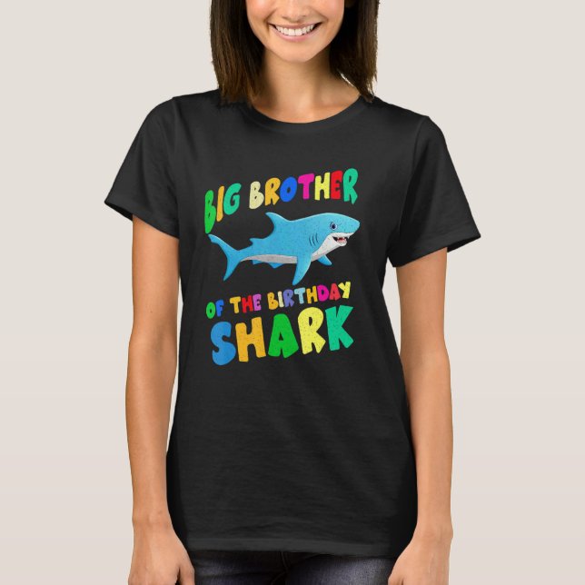 T-shirt Matching Famille Big Brother Du Requin Anniversair (Devant)
