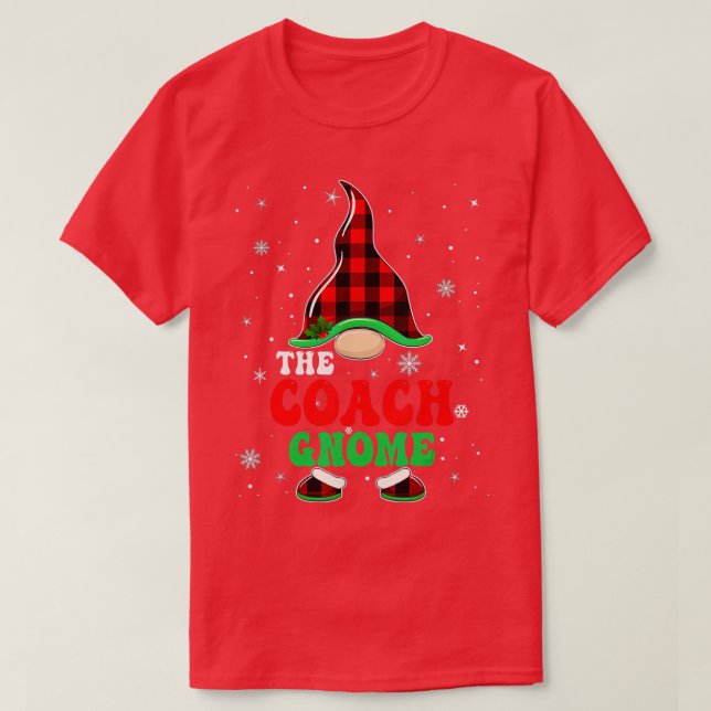 T-shirt Matching Family Buffalo Plaid L'Entraîneur Gnome C (Design devant)