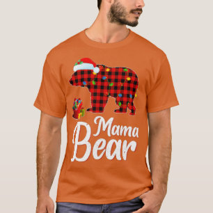 T-shirt Matching Family Buffalo Plaid Mama Bear Noël
