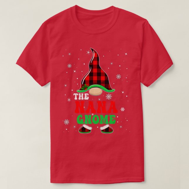 T-shirt Matching Family Buffalo Plaid Nana Gnome Chris (Design devant)