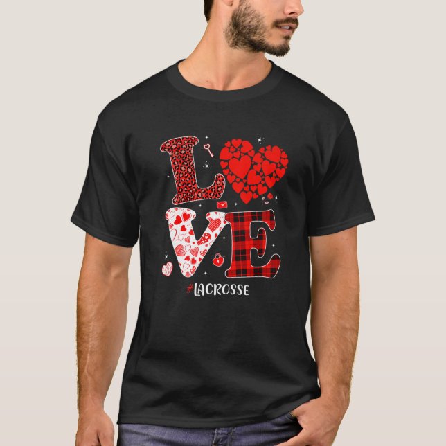 T-shirt Matching Family Love Lacrosse Heart Funny Valentin (Devant)