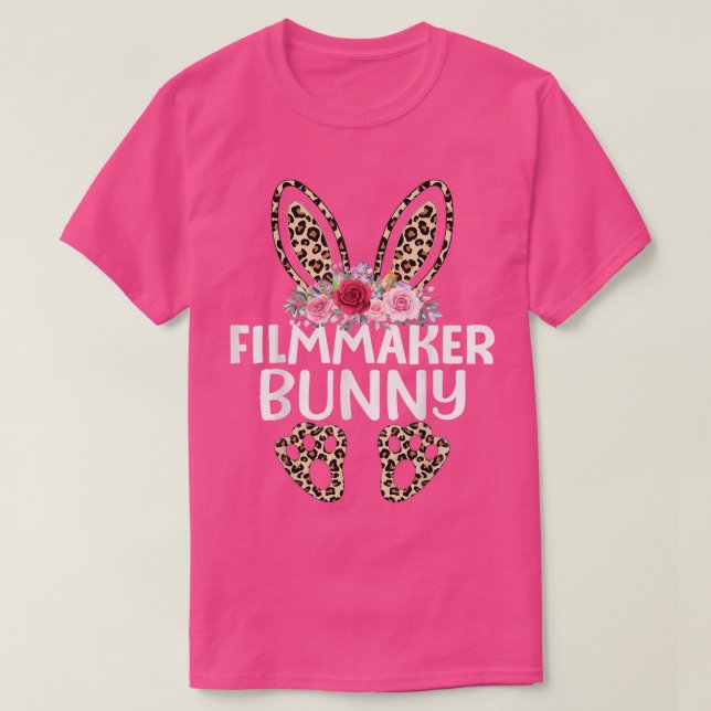 T-shirt Matching Funny Empreinte de léopard Bunny cinéaste (Design devant)