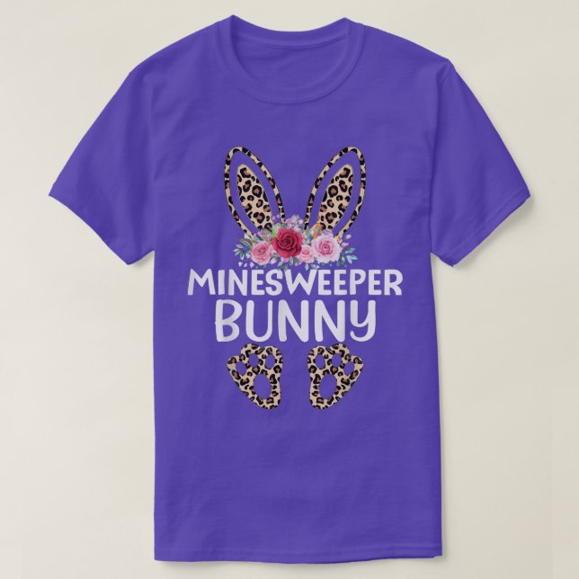 T-shirt Matching Funny Empreinte de léopard Bunny Mineswee (Design devant)