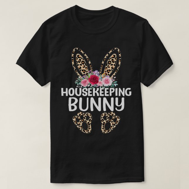 T-shirt Matching Funny Leopard Print Bunny Housekeeping Ea (Design devant)