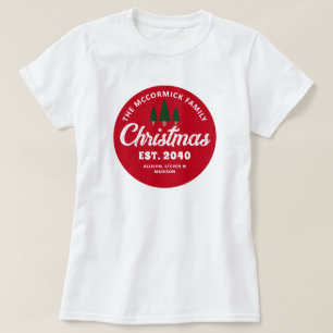 T-shirt Matching Retro Vintage Christmas Nom de famille