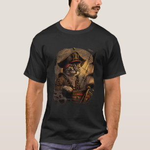 T-shirt Matelot ! Design de chat pirate avec navire et Jol