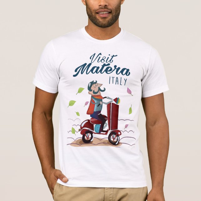 T-shirt Matera Italie Cartoton Scooter imprimé voyage (Devant)