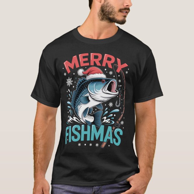 T-shirt Matériel de pêche de Noël (Devant)