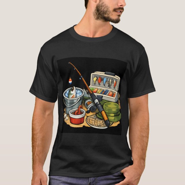 T-shirt matériel de pêche et poisson frais (Devant)