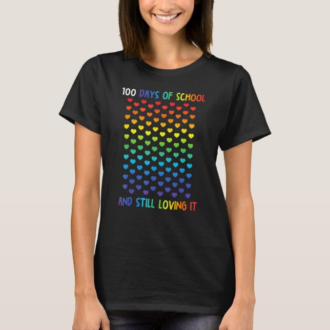 T-shirt Maternelle 100 Jours De Coeurs D'École Enseignant  (Devant)