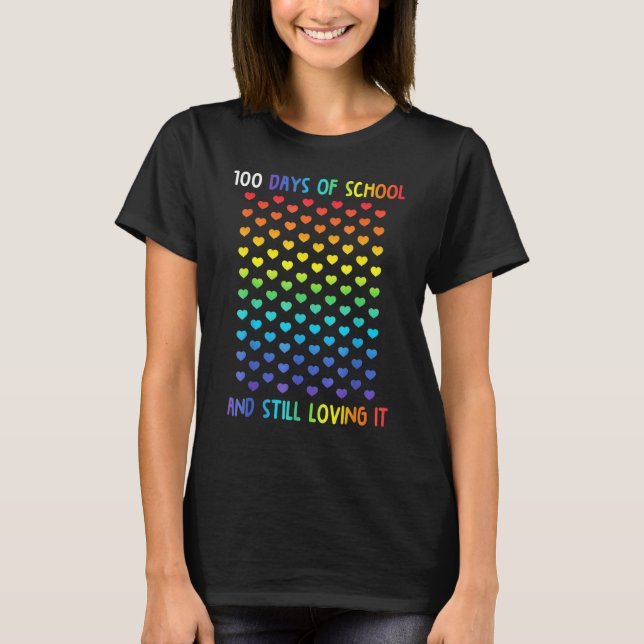 T-shirt Maternelle 100 Jours De Coeurs D'École Enseignant  (Devant)