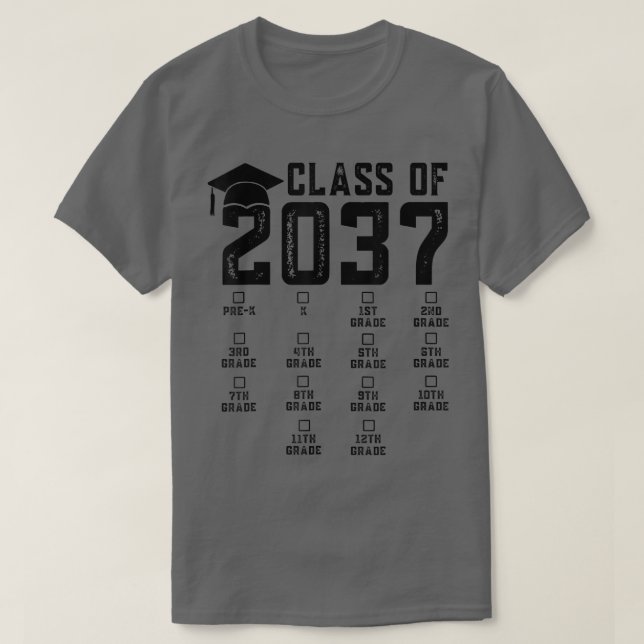 T-shirt Maternelle Avant Le K Classe De Graduation De 2037 (Design devant)