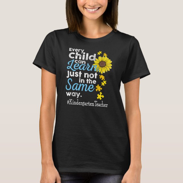 T-shirt Maternelle Enseignante Autisme Tout Enfant Peut Ap (Devant)