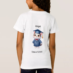 T-Shirt Maternelle Fille Diplômée Nom Cute Chat