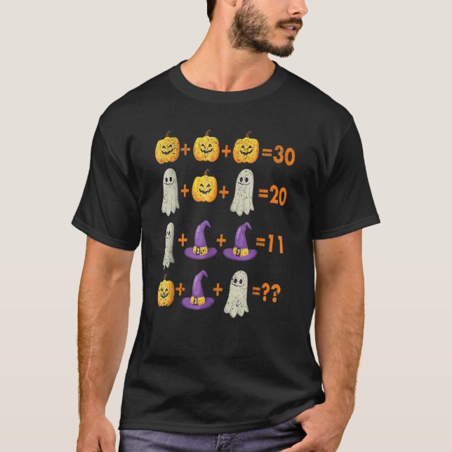 T-shirt Math Equation Pompe Ghost Witch Bat Halloween Te (Devant)