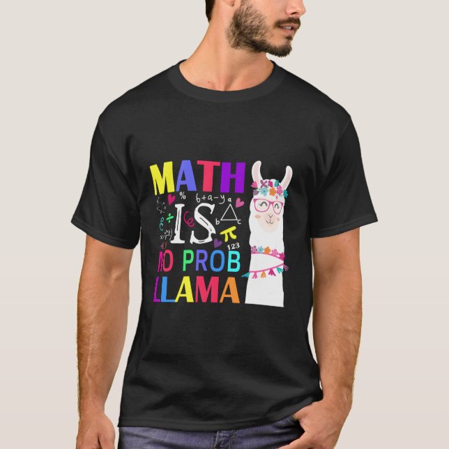 T-shirt Math N'Est Pas Prob-Llama Enseignant Étudiant Prem (Devant)