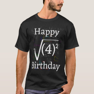 T-shirt Math Root Carré Bonne fête du 4e anniversaire