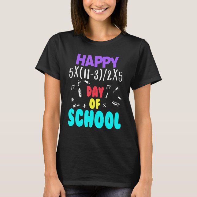 T-shirt Math Teacher Happy 100th Day of School Equations_1 (Devant)