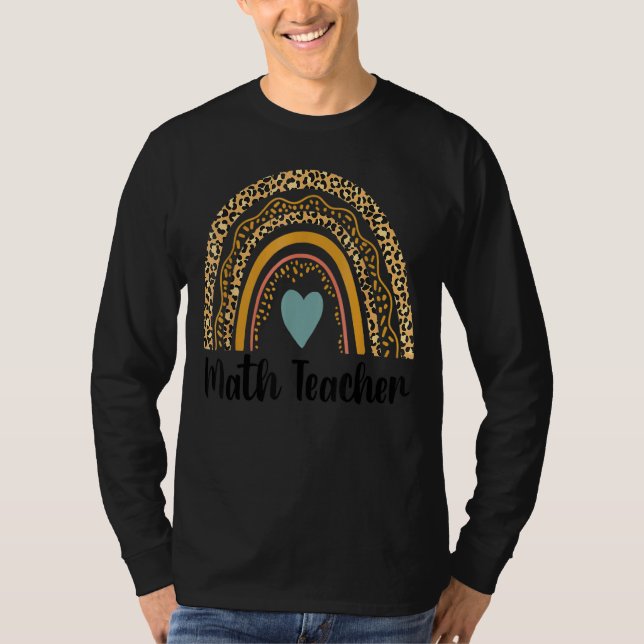 T-shirt Math Teacher Leopard Rainbow Back To School Teache (Devant)