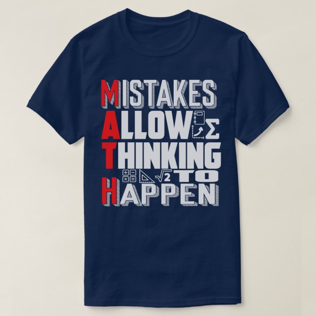 T-shirt Math Teacher  Math Teacher Mistakes Allow Thinking (Design devant)