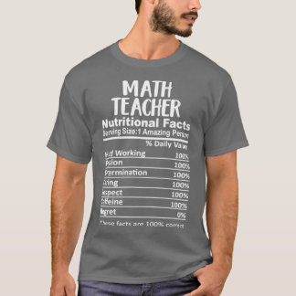 T-shirt Math Teacher Nutrition Facts Funny