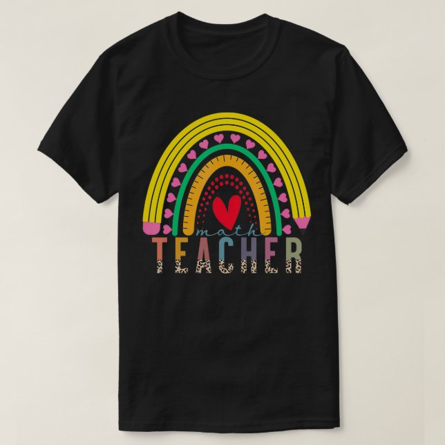 T-shirt Math Teacher with Rainbow Graphic Design Back To S (Design devant)