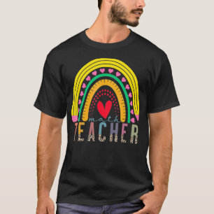 T-shirt Math Teacher with Rainbow Graphic Design Back To S