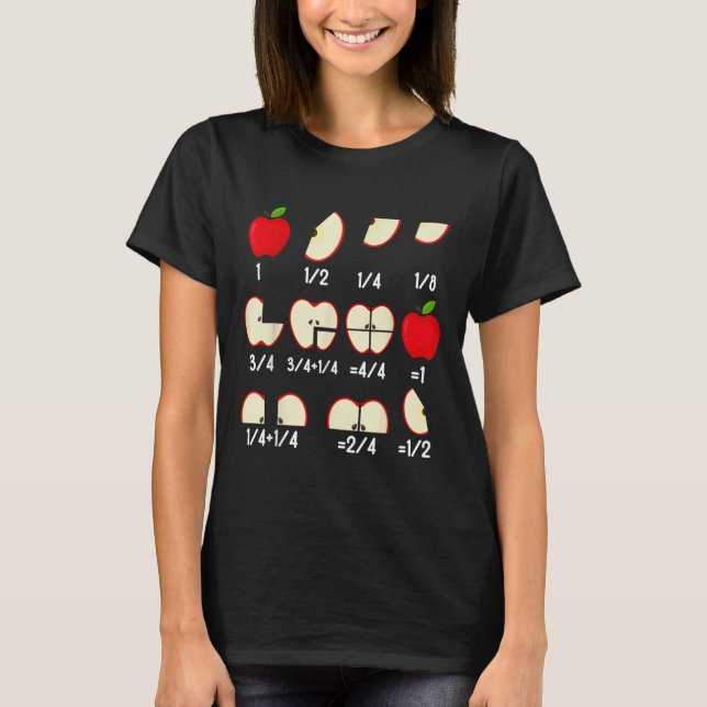 T-shirt Mathématiques de fraction de pomme enseignants ret (Devant)