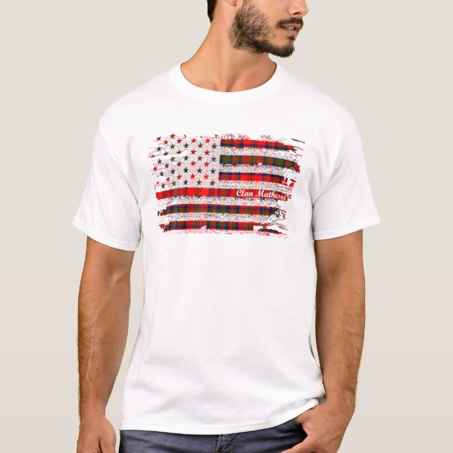 T-shirt Matheson Nom American Flag Scottish Clan Tarta (Devant)