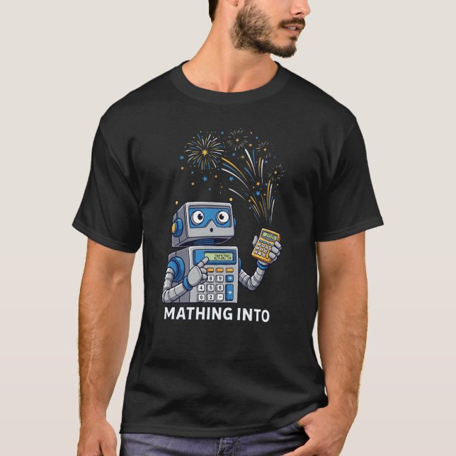 T-shirt Mathing Into 2025 Robot Math Teacher New Year T-Sh (Devant)
