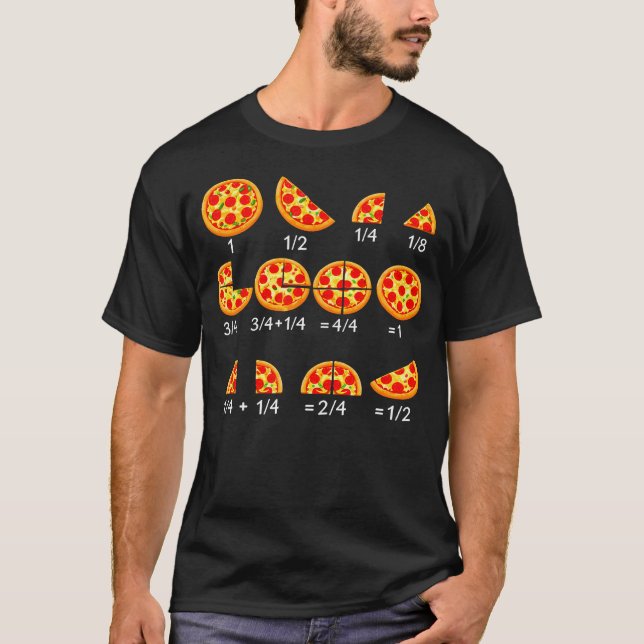 T-shirt Maths de Pizza Fraction Retour à l'École Enseignan (Devant)