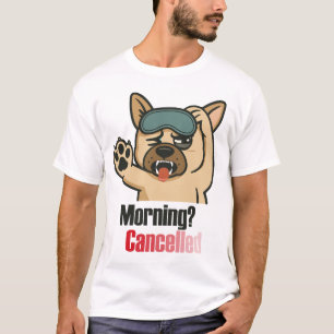 T-shirt « Matin ? Annulé – Dessin de bouledogue endormi dr