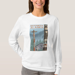 T-shirt Mâts totémiques de l'Alaska - Ketchikan, Alaska