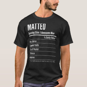 T-shirt Matteo Taille du service Nutrition Étiquette Calor